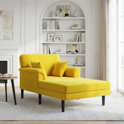 vidaXL Chaise longue Geel fluweel