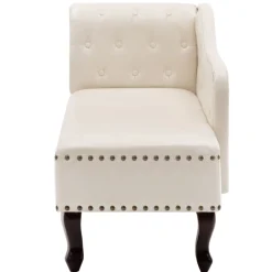 vidaXL Chaise longue kunstleer crèmewit