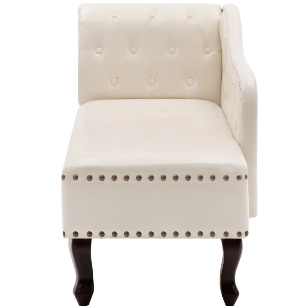 vidaXL Chaise longue kunstleer crèmewit