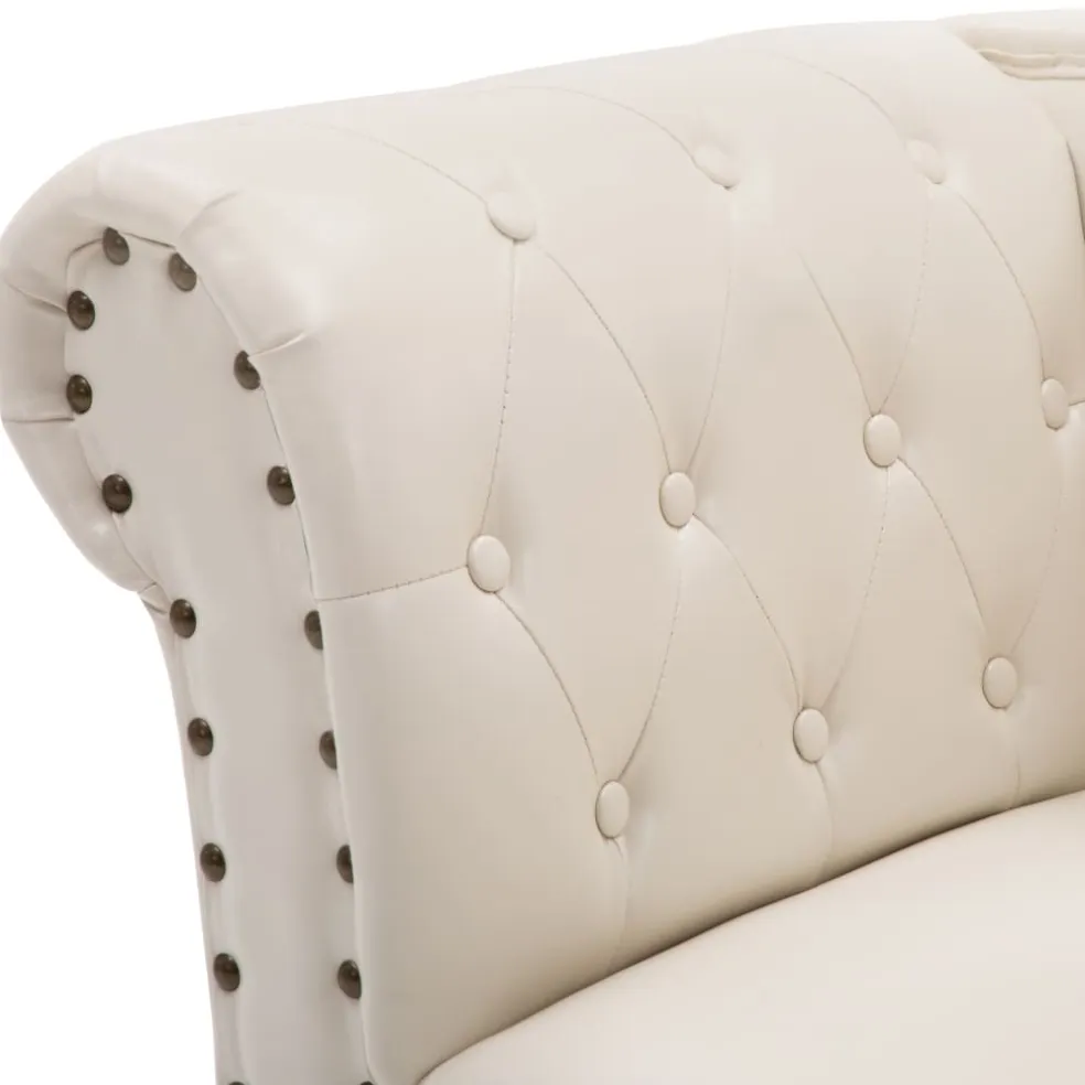 vidaXL Chaise longue kunstleer crèmewit