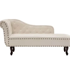vidaXL Chaise longue kunstleer crèmewit