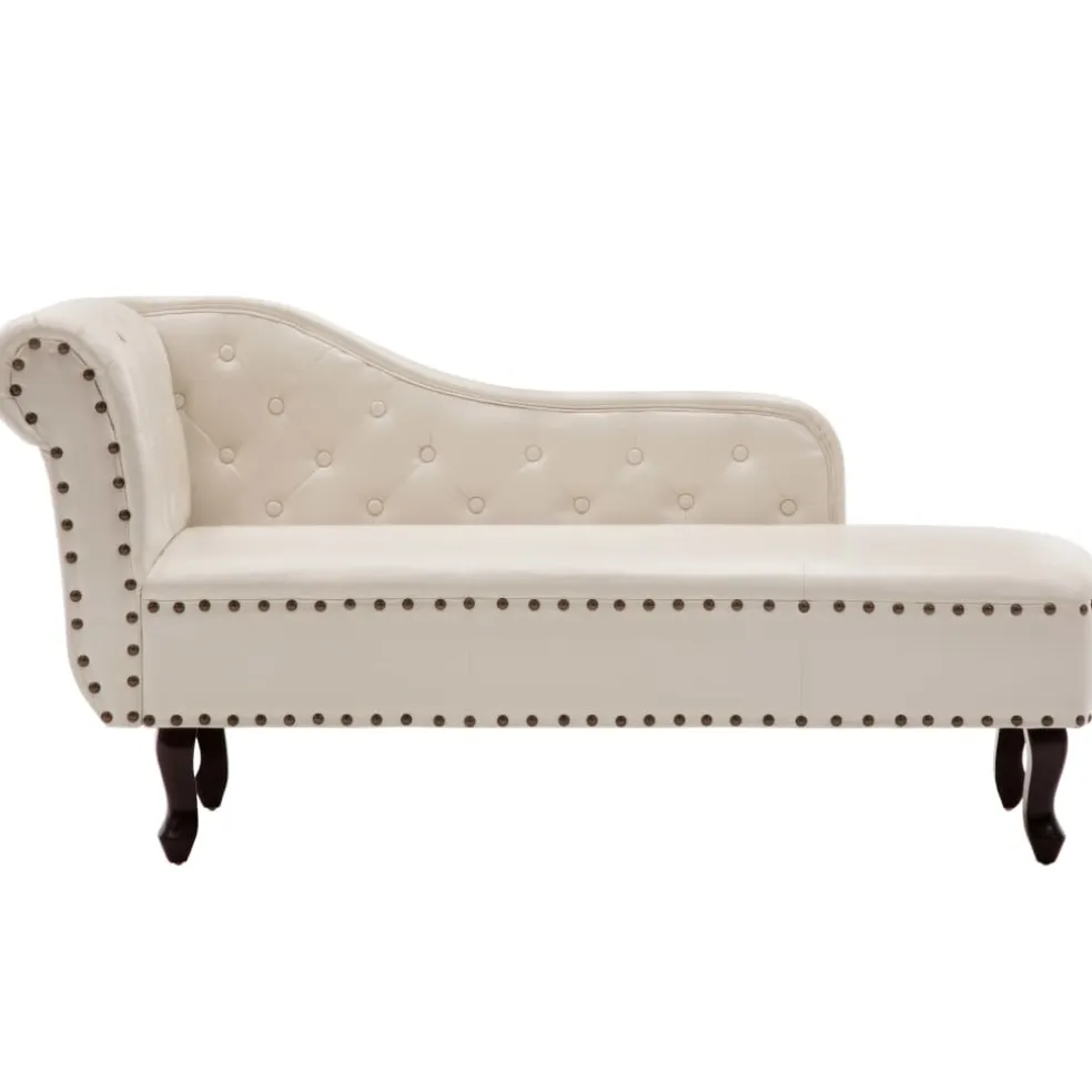 vidaXL Chaise longue kunstleer crèmewit