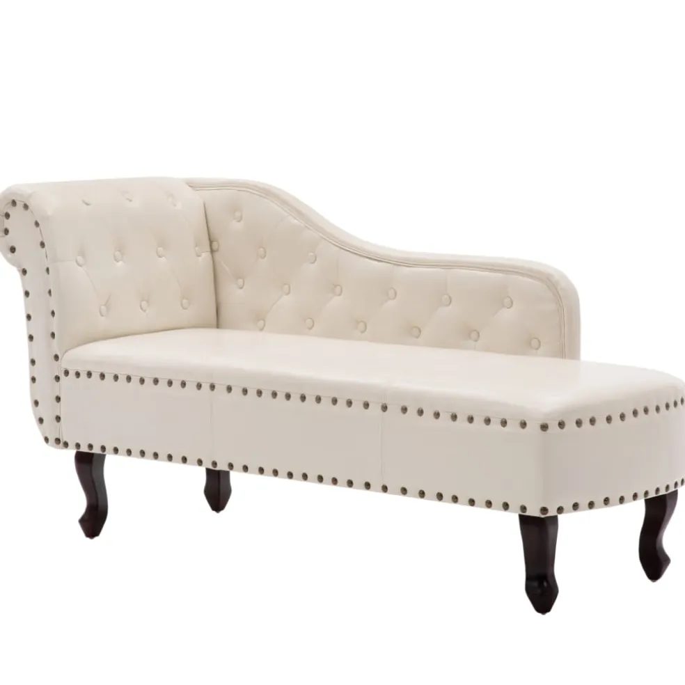 vidaXL Chaise longue kunstleer crèmewit