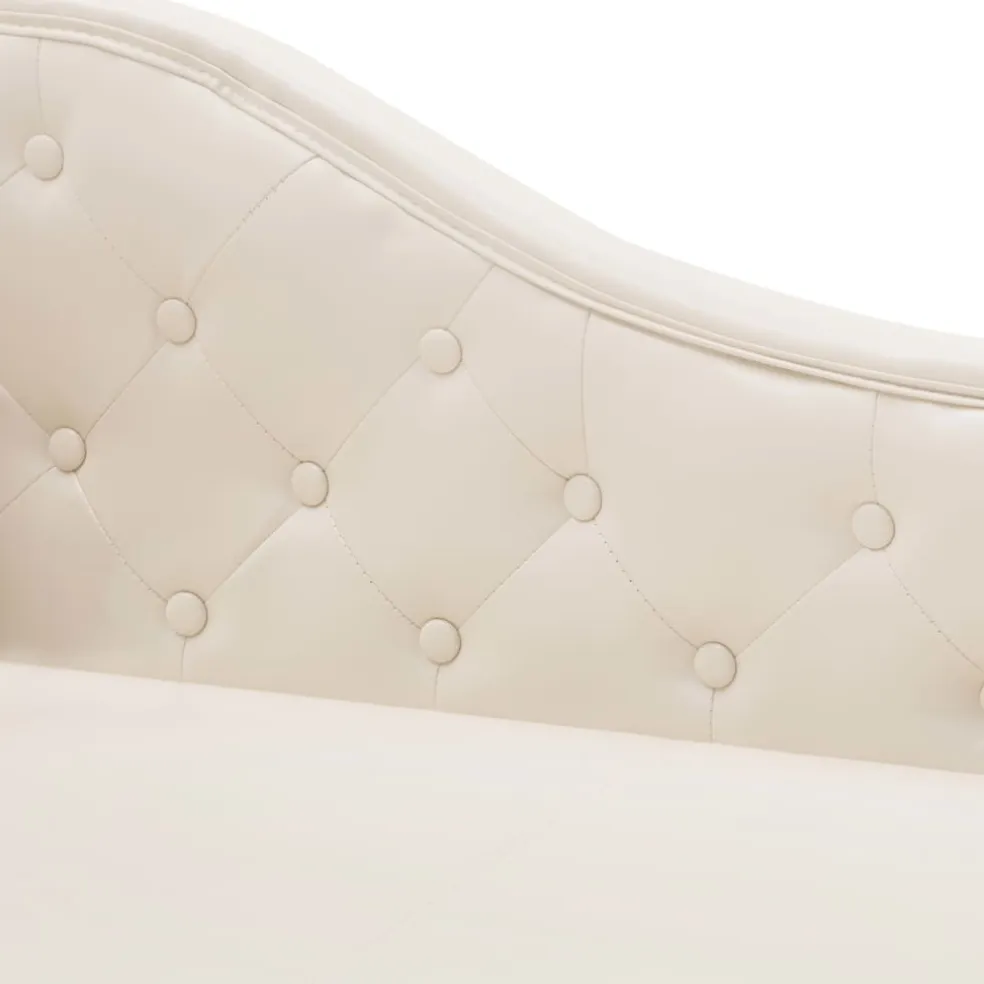 vidaXL Chaise longue kunstleer crèmewit