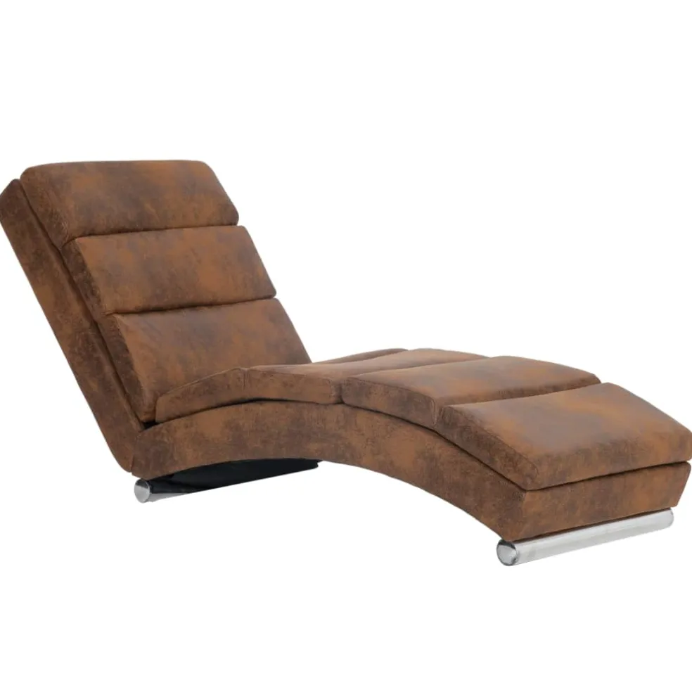 vidaXL Chaise longue kunstsuède bruin