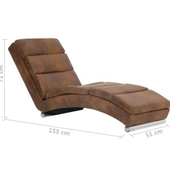 vidaXL Chaise longue kunstsuède bruin