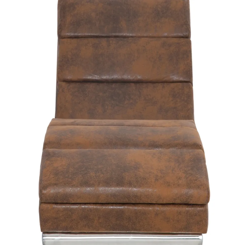 vidaXL Chaise longue kunstsuède bruin