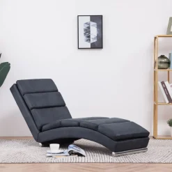 vidaXL Chaise longue kunstsuède grijs