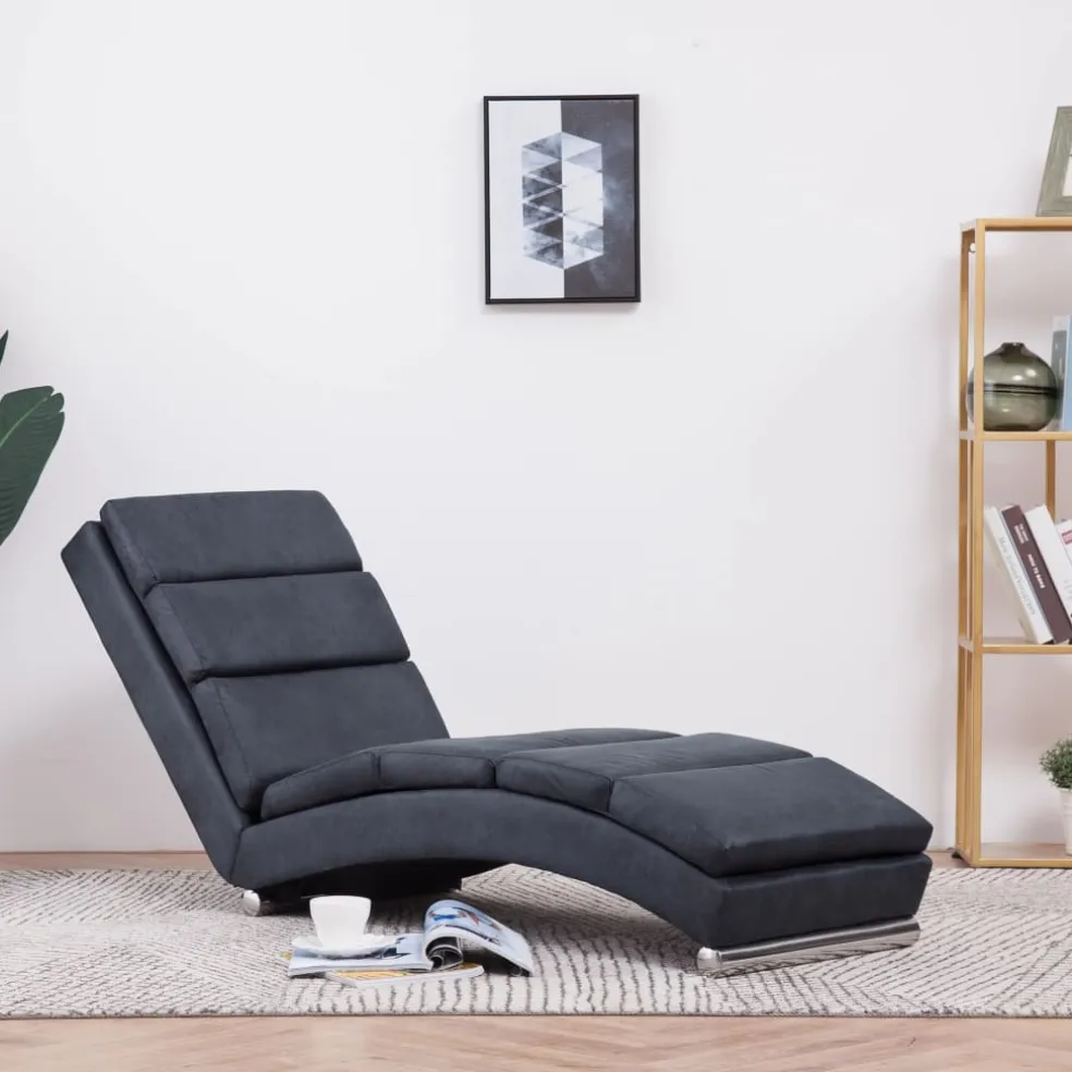 vidaXL Chaise longue kunstsuède grijs