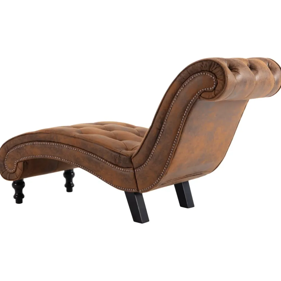 vidaXL Chaise longue kunstsuède bruin