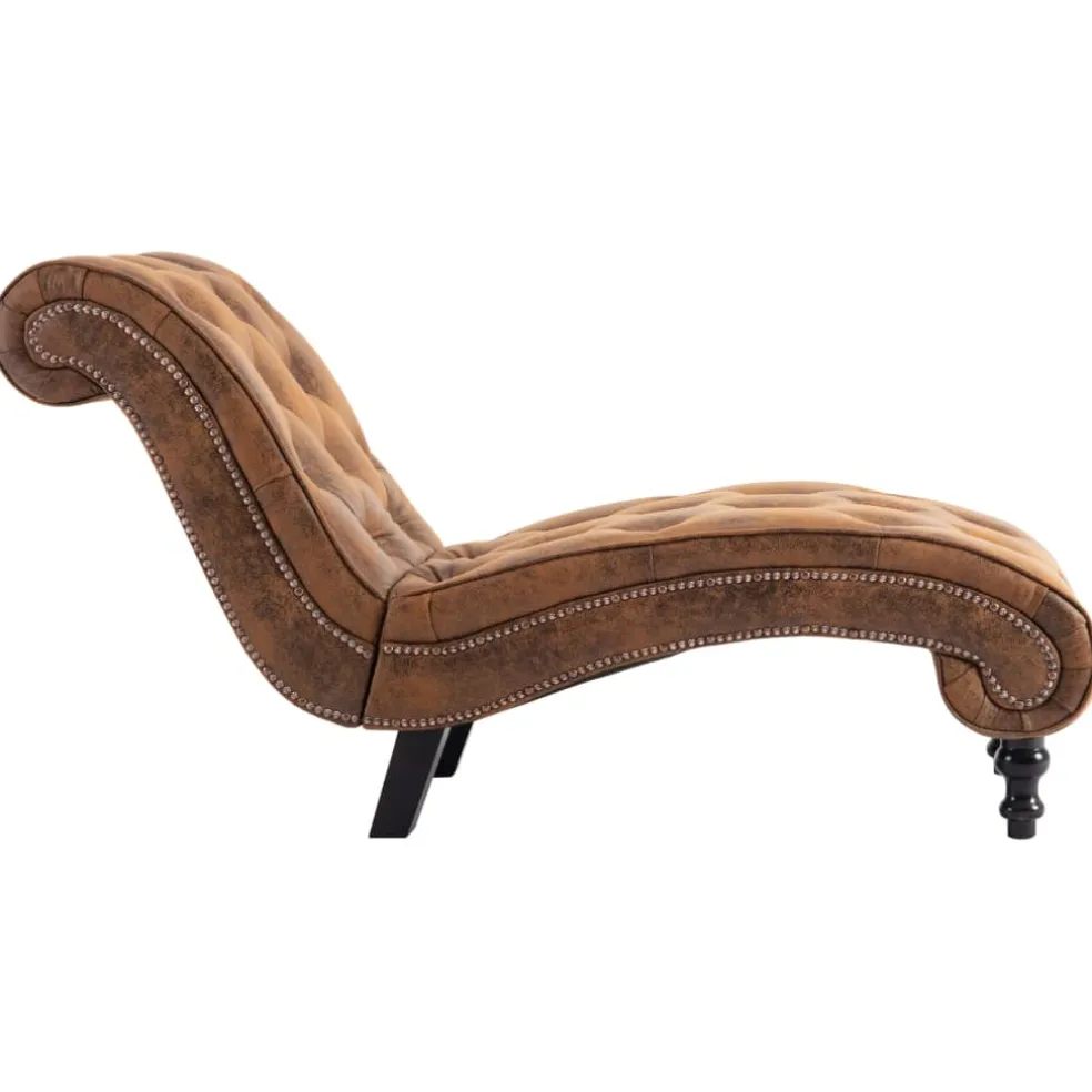 vidaXL Chaise longue kunstsuède bruin
