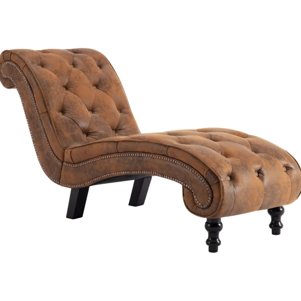 vidaXL Chaise longue kunstsuède bruin