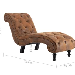 vidaXL Chaise longue kunstsuède bruin