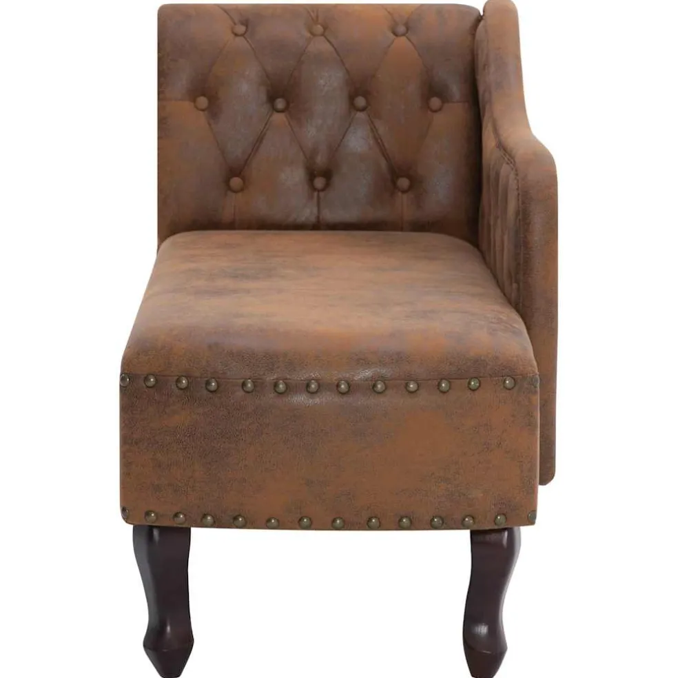 vidaXL Chaise longue kunstsuède bruin