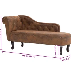 vidaXL Chaise longue kunstsuède bruin