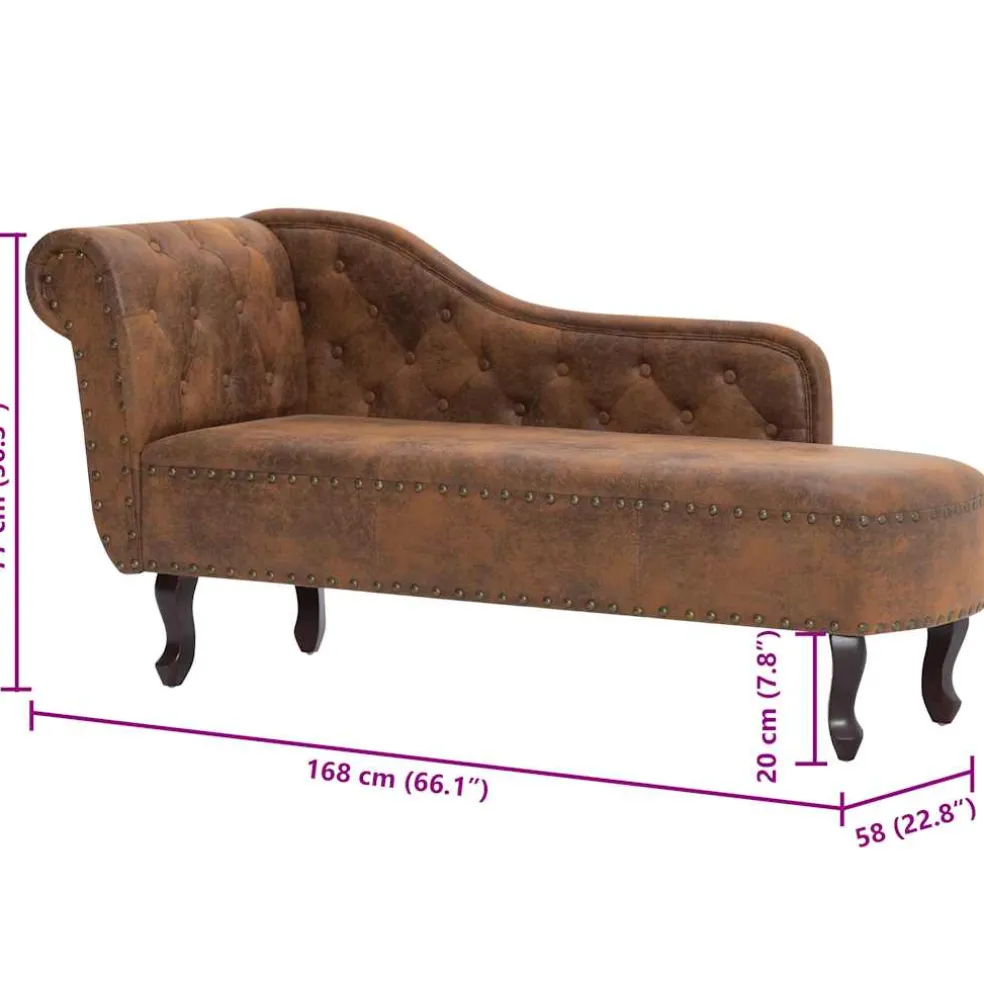 vidaXL Chaise longue kunstsuède bruin