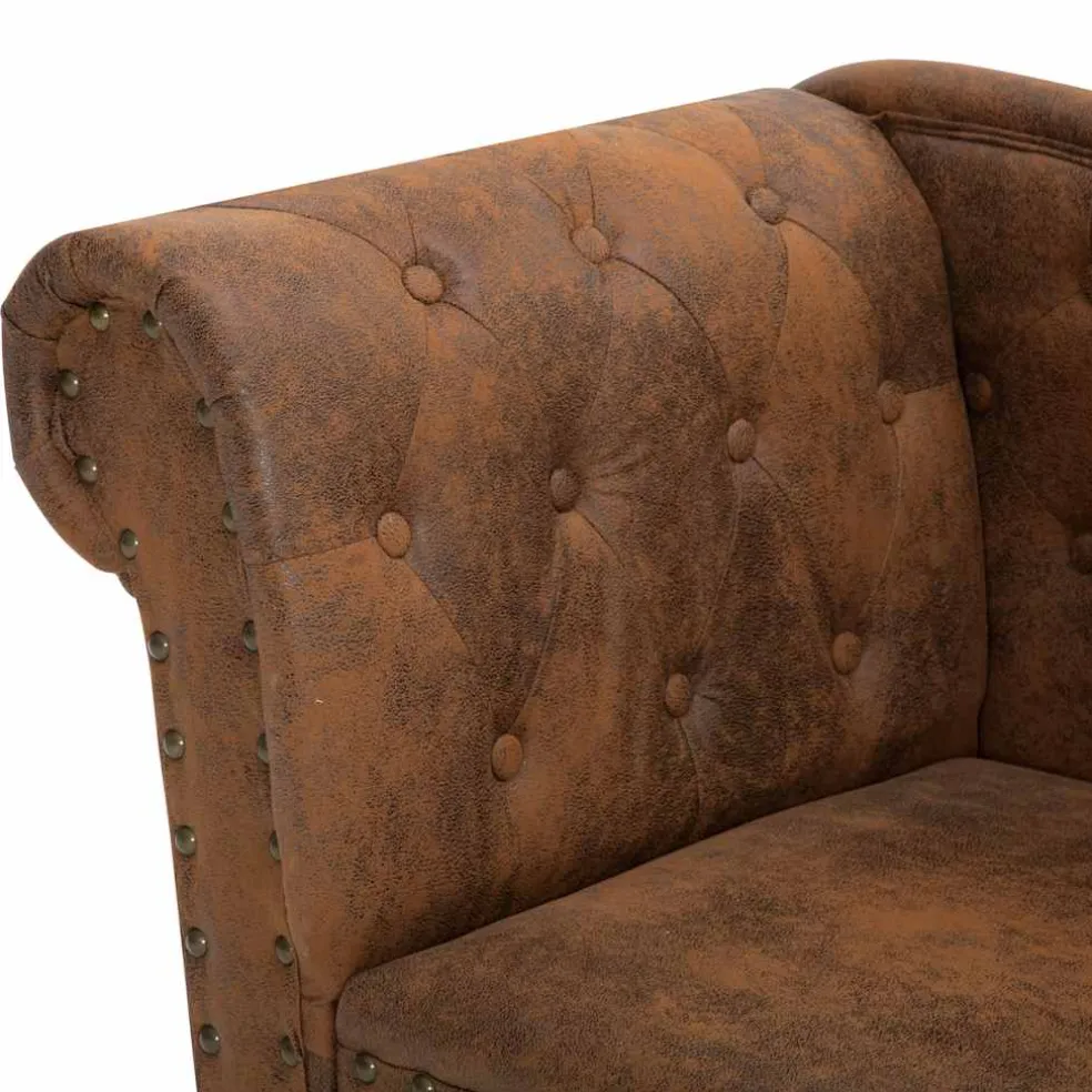 vidaXL Chaise longue kunstsuède bruin