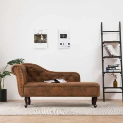 vidaXL Chaise longue kunstsuède bruin