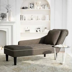 vidaXL Chaise longue kussen en rechterarmleuning kunstleer donkergrijs