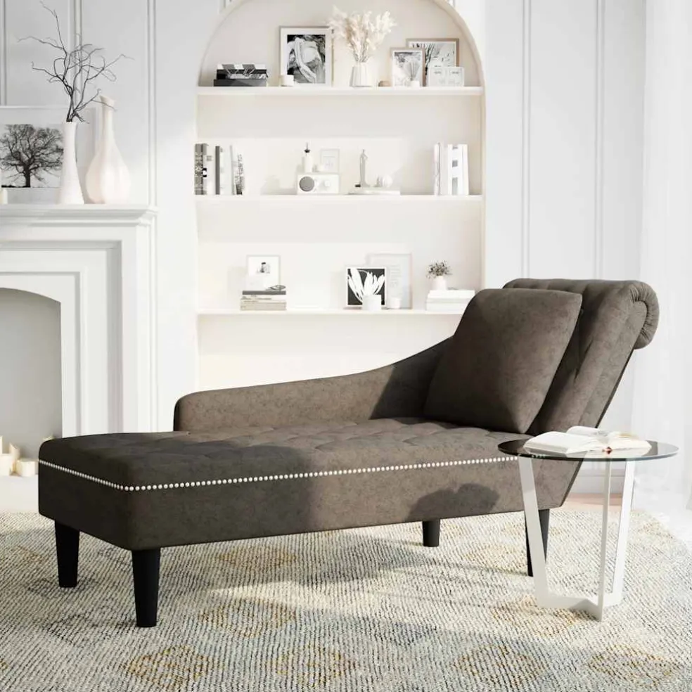 vidaXL Chaise longue kussen en rechterarmleuning kunstleer donkergrijs