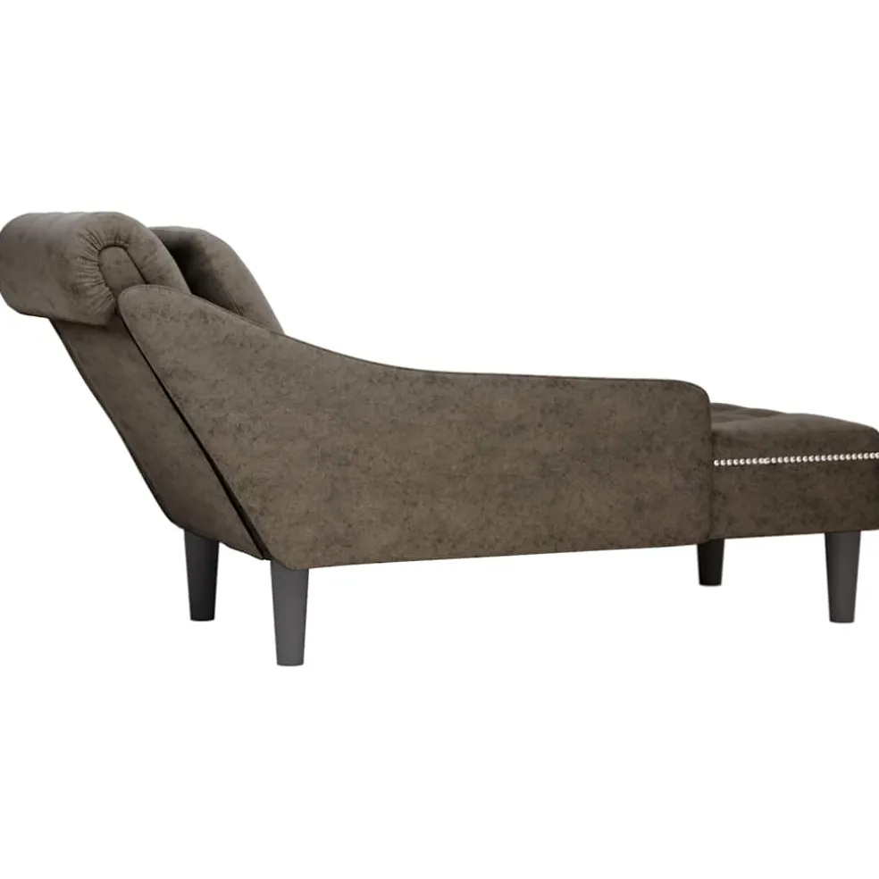 vidaXL Chaise longue kussen en rechterarmleuning kunstleer donkergrijs