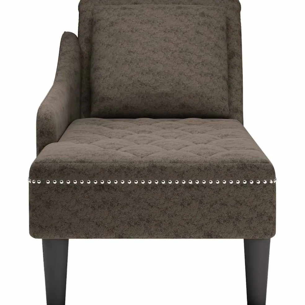 vidaXL Chaise longue kussen en rechterarmleuning kunstleer donkergrijs