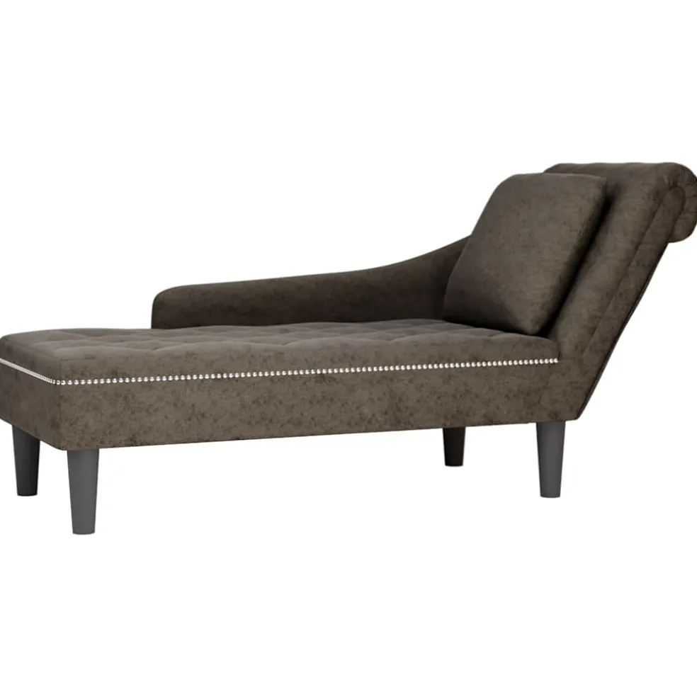 vidaXL Chaise longue kussen en rechterarmleuning kunstleer donkergrijs