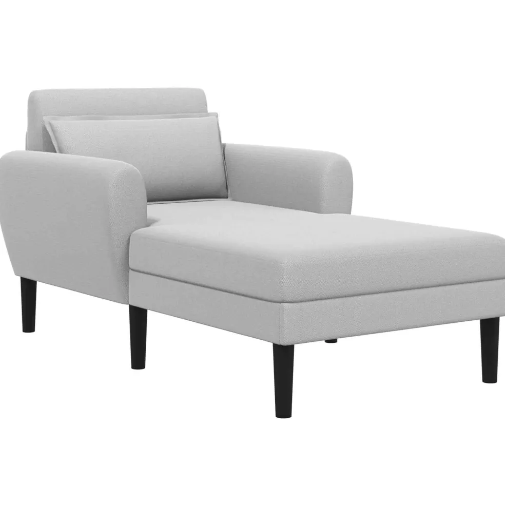 vidaXL Chaise longue Lichtgrijs Grof geweven fluweel