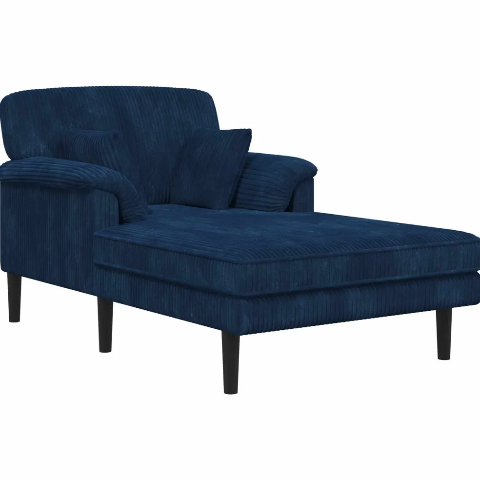 vidaXL Chaise longue Marineblauw Katoenen stof