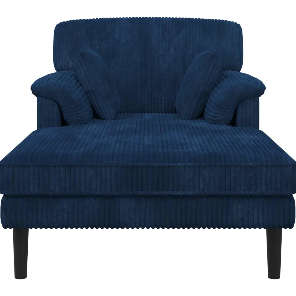 vidaXL Chaise longue Marineblauw Katoenen stof