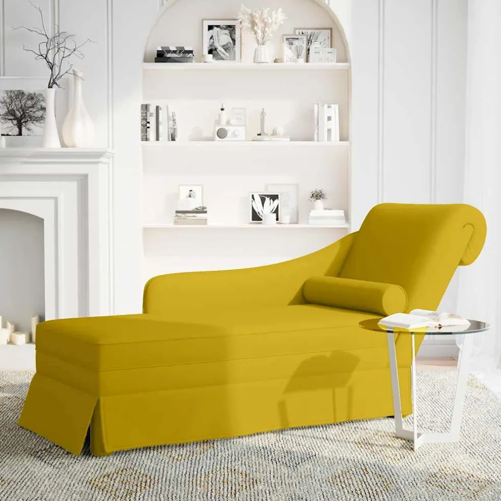 vidaXL Chaise longue met bolster en rechterarmleuning fluweel geel