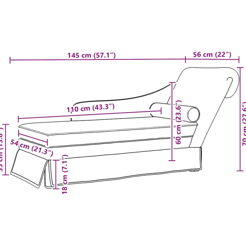 vidaXL Chaise longue met bolster en rechterarmleuning fluweel geel