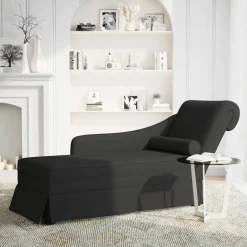 vidaXL Chaise longue met bolster en rechterarmleuning fluweel zwart