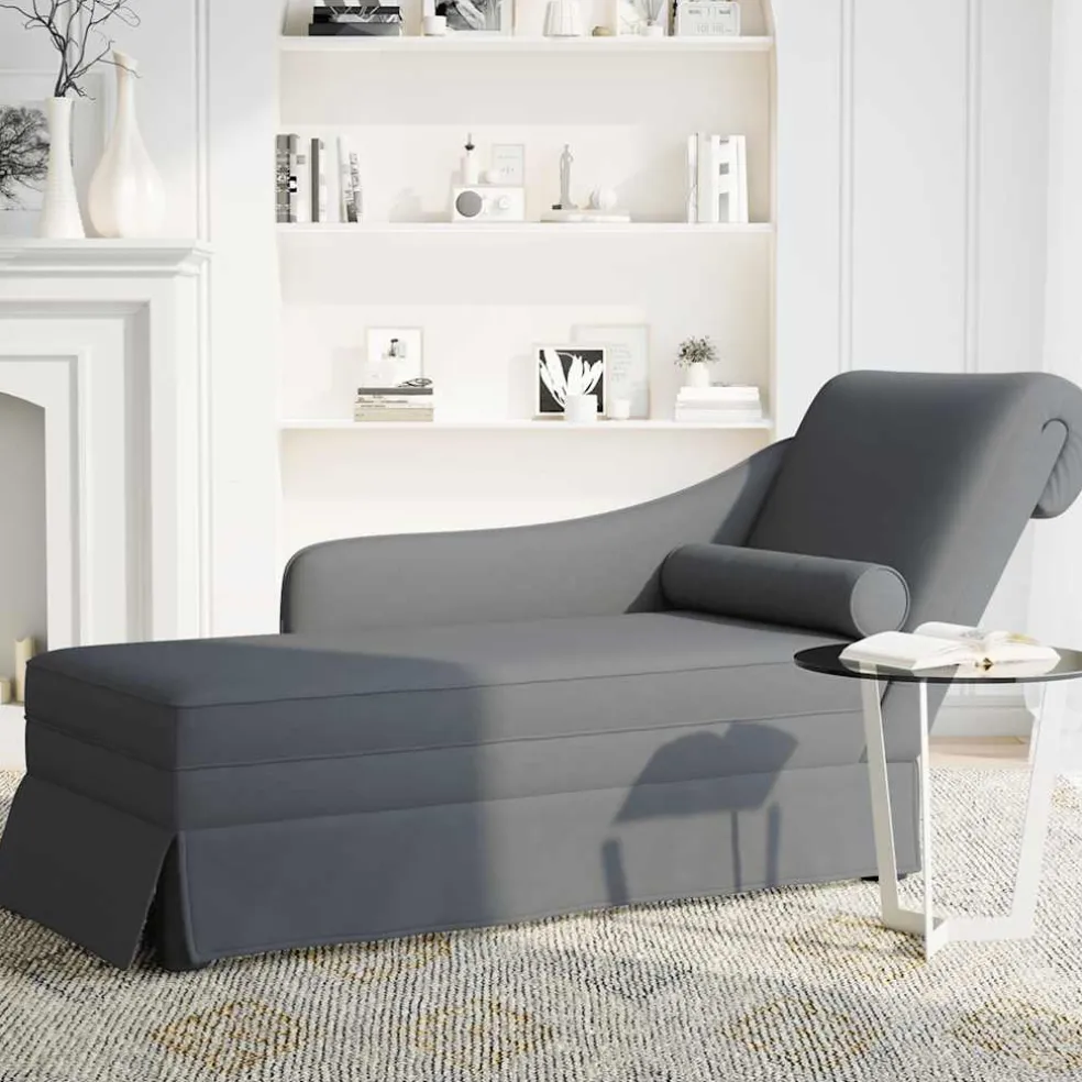 vidaXL Chaise longue met bolster&rechterarmleuning fluweel donkergrijs