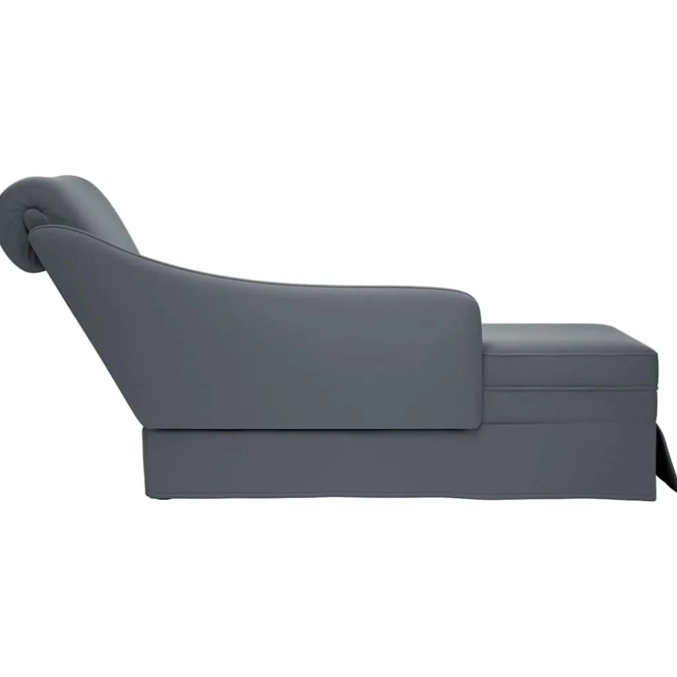 vidaXL Chaise longue met bolster&rechterarmleuning fluweel donkergrijs