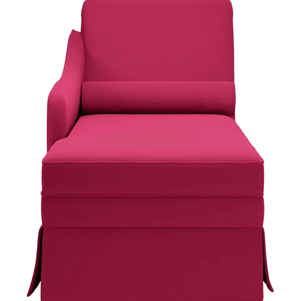 vidaXL Chaise longue met bolster en rechterarmleuning fluweel wijnrood