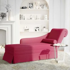 vidaXL Chaise longue met bolster en rechterarmleuning fluweel wijnrood