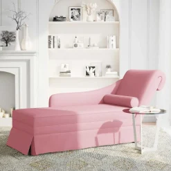 vidaXL Chaise longue met bolster en rechterarmleuning fluweel roze