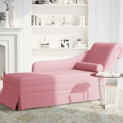 vidaXL Chaise longue met bolster en rechterarmleuning fluweel roze