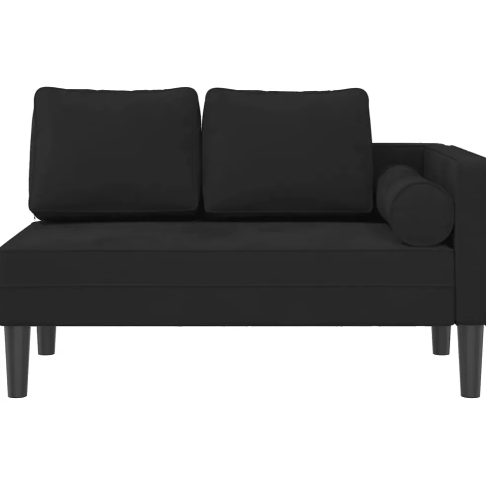 vidaXL Chaise longue met kussens fluweel zwart