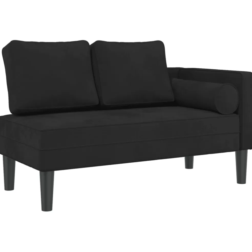 vidaXL Chaise longue met kussens fluweel zwart