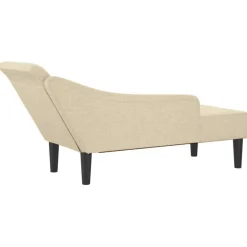 vidaXL Chaise longue met kussens stof crèmekleurig
