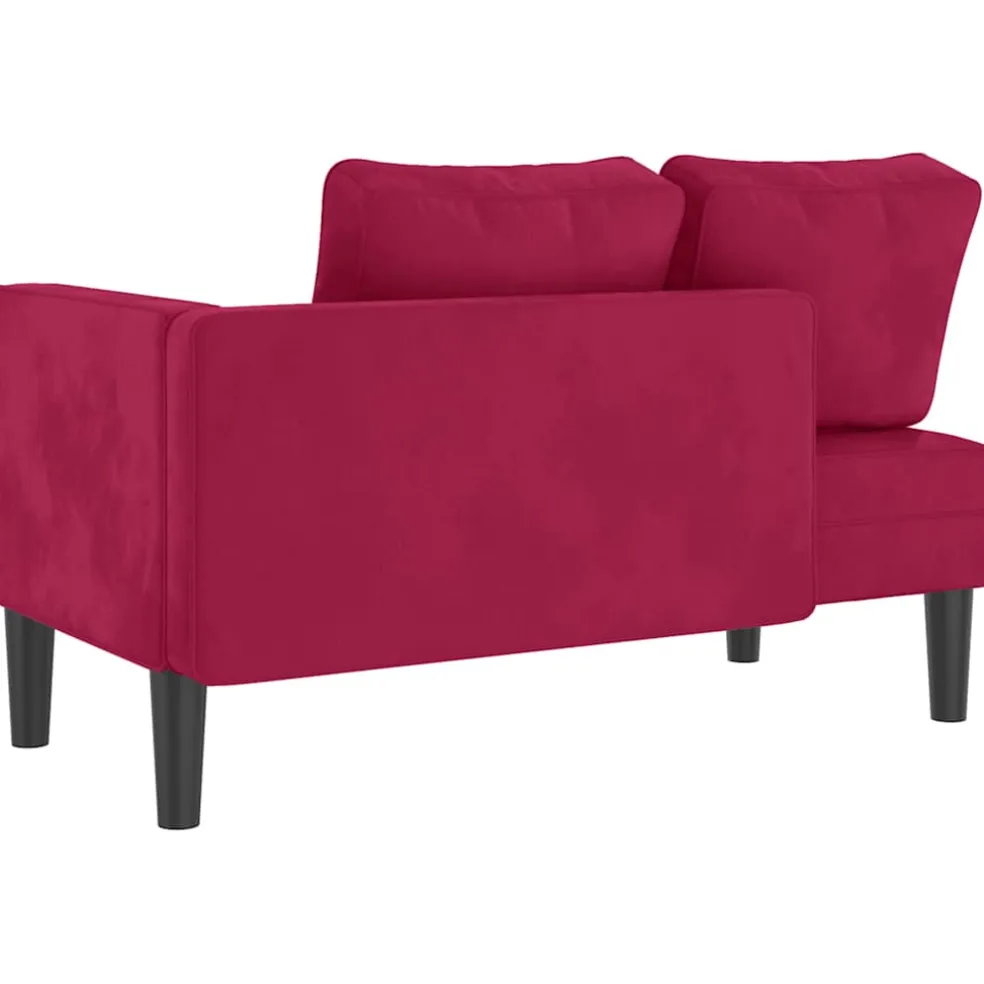 vidaXL Chaise longue met kussens fluweel wijnrood