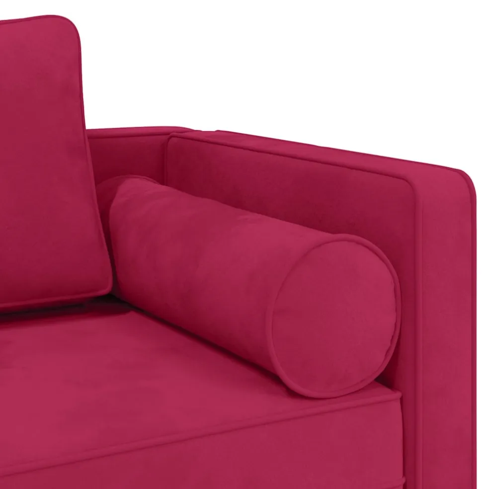 vidaXL Chaise longue met kussens fluweel wijnrood