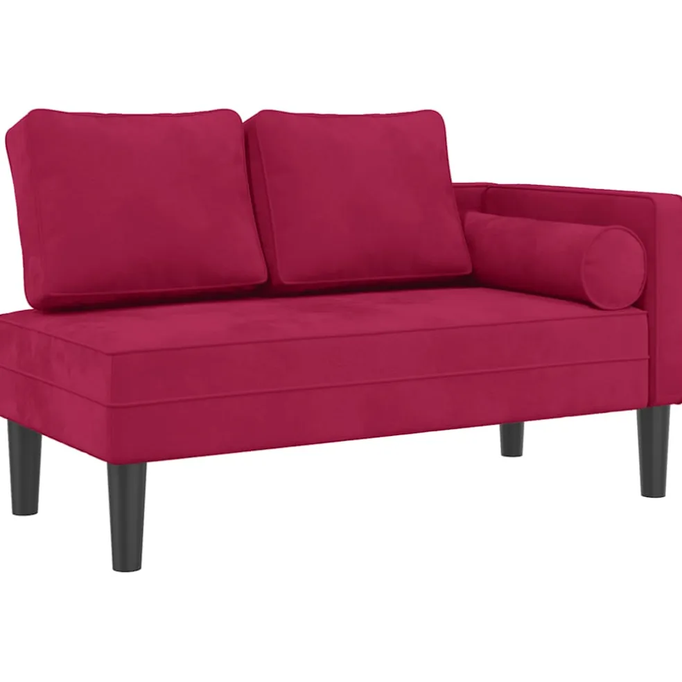 vidaXL Chaise longue met kussens fluweel wijnrood