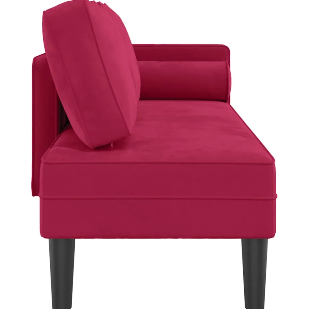 vidaXL Chaise longue met kussens fluweel wijnrood