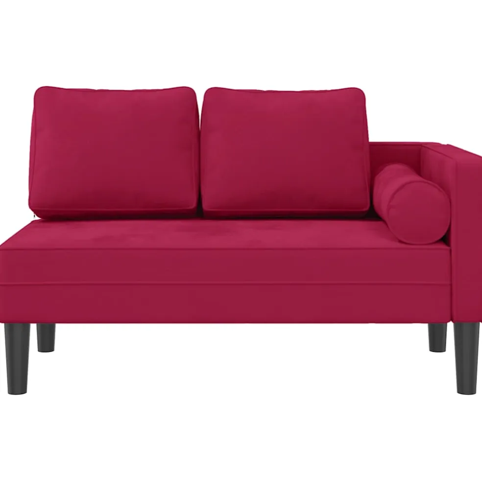 vidaXL Chaise longue met kussens fluweel wijnrood