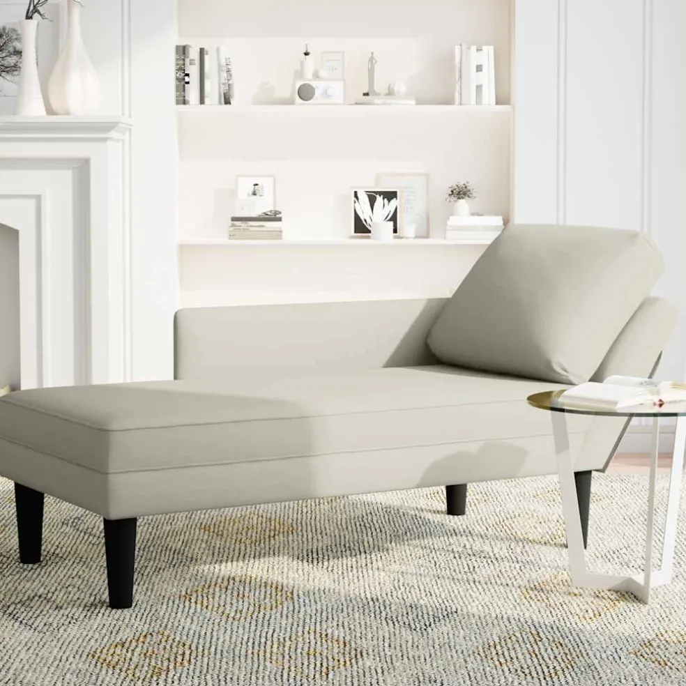 vidaXL Chaise longue met kussens fluweel crèmekleurig