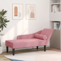 vidaXL Chaise longue met kussens fluweel blauw