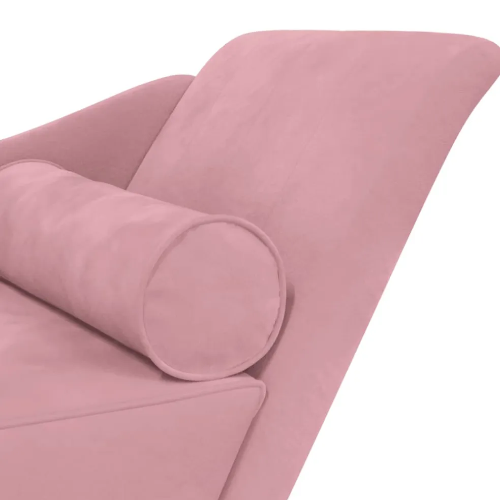 vidaXL Chaise longue met kussens fluweel roze
